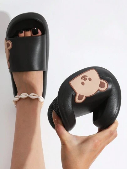 女士可愛、舒適、時尚的卡通拖鞋,軟底防滑浴室和泳池拖鞋,室內滑板