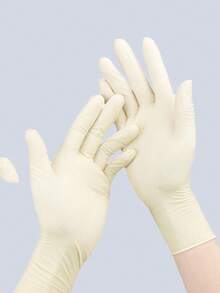 50 只装黄色耐用橡胶手套，无粉，一次性，家用清洁手套，防滑功能 - 黃色 - 查看 2