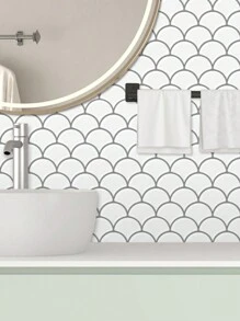 Azulejo De Pared De Cerámica En Forma De Escamas De Pescado Blanco, Pegatina De Azulejos Para Salpicadero En Cocina (diseño Más Grueso) - Multicolor - Ver 6