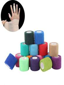 1pc Random Color Elastic Self-Adhesive Bandage, Sports Compression Tape, Elastic Wrap, Finger/Wrist/Ankle/Knee Support, Suitable For Basketball, Christmas - Multicolor - View 2