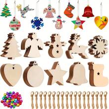 10入組聖誕懸掛家庭裝飾用品,木製手工藝品,有創意的雕刻木片,聖誕樹裝飾禮品,創意小禮物,假日飾品,生日派對用品,生日禮物,藝術手工飾品禮物 - 米色 - 查看 1