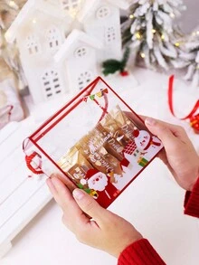 2 Miếng Giáng sinh Theo chủ đề Hoạt hình Ông già Noen & Người tuyết In Cầm tay Hộp Quà , Thích hợp Đối với Dây Quấn Quà tặng Giáng sinh Hoặc Bạn Như Giáng sinh Quà tặng - trắng - Xem 2