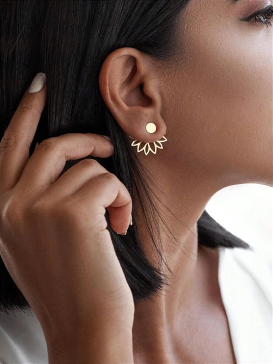 CHOSHILAR 1 par Pendientes estilo minimalista floral pétalo eso puede ser dos maneras
