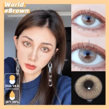 2pcs/pack Sweet And Cute Natural Invisible Contact Lenses With Myopia Of Same Diameter In Curry Blue - Brown - View 5