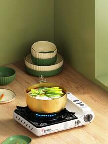 1入組金色不銹鋼麵條碗,大尺寸,耐熱湯碗適用於火鍋,拉麵,,韓語風格麵條,創意餐具適用於家庭和餐廳使用,合適的適用於煤氣灶和感應炊具 - 金色 - 查看 8