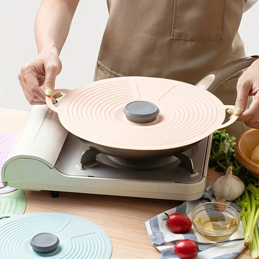 1件矽膠保鮮蓋,食品級冰箱鍋密封蓋,防燙防溢蓋,耐熱碗蓋