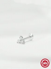 SereneSpark 1 件星花 925 纯银耳钉平背穿孔女士软骨精美珠宝婚礼派对周年纪念 - 銀色 - 查看 3