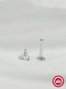 SereneSpark 1 件星花 925 纯银耳钉平背穿孔女士软骨精美珠宝婚礼派对周年纪念 - 銀色 - 查看 6