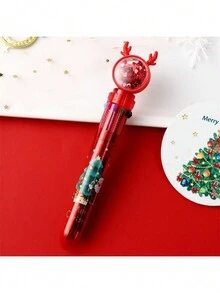 1pc Random Color Christmas Glitter Gel Pen Set - Red - View 5
