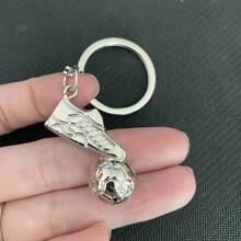 1pc Men football keyring metal soccer key chain for sports gifts - Silver - View 1
