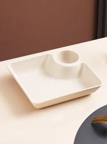 2 件裝塑膠盤、餃子盤附醬盤、方形餐盤、小吃拼盤、壽司盤、水果盤、甜點盤、廚房用品 - 白色 - 查看 5