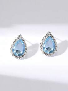 Retro Tear Drop Crystal Rhinestone Earring Stud for Women 1 Pair
