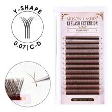 ARISON Brown 0.07mm YY Lashes Super Soft and Nature Y-Shape Eyelashes Extension Double Tip Lashes Eyelash Cilios YY For Beauty Salon DIY Premade Volume Eye Lash