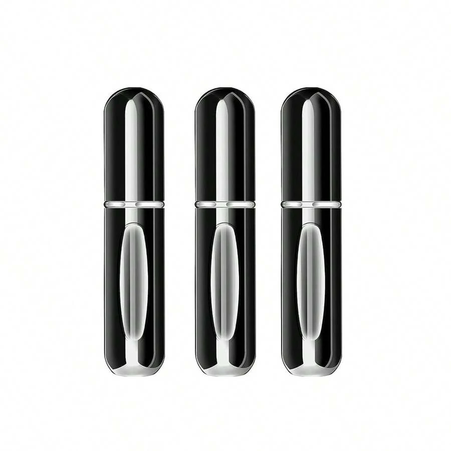 3pcs Portable Mini Refillable Perfume Spray Bottle - Bright Black - View 1