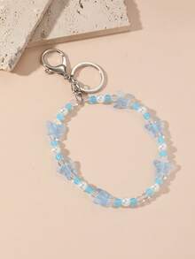 1 Miếng Loại bướm Kết cườm Móc chìa khóa Túi quyến rũ - Màu xanh lam - Xem 2