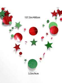 1 件圣诞红绿星形纸花环，圣诞节 - 綠色 - 查看 3