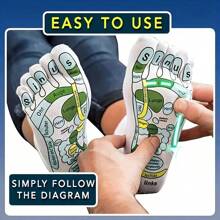 五指襪,健康保健襪子,獨特穴位圖,足底按摩襪子,指壓反射療法襪子和按摩棒,舒緩腳部疲勞-1雙+1按摩棒! - 白色 - 查看 4