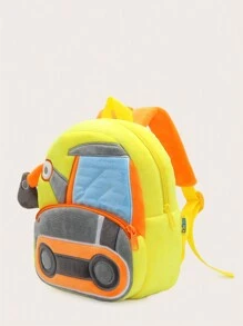 1pc Boys' & Girls' Plush Material Construction Truck Excavator Shaped Backpack, Suitable For Daily Use In All Seasons - Yellow - View 8