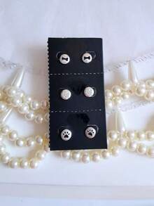 Fine Stud Earrings - Xám - Xem 2