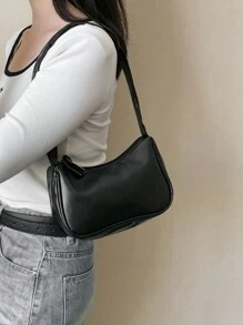 Màu thuần Túi đeo vai , Của phụ nữ Hợp thời Dây kéo Cái túi , Đơn giản Da giả Cái túi Có thể mang đi Đen Ví Ngày lễ Đối với phụ nữ Hợp thời - màu đen - Xem 7