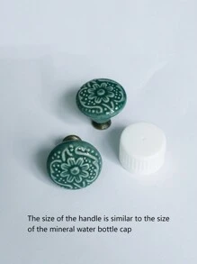 2pcs Floral Pattern Drawer Knob, Zinc Alloy Cabinet Door Handle For Home - Cadet Blue - View 4