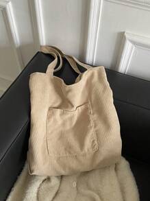 實心大容量女士手提包 - 米色 - 查看 7