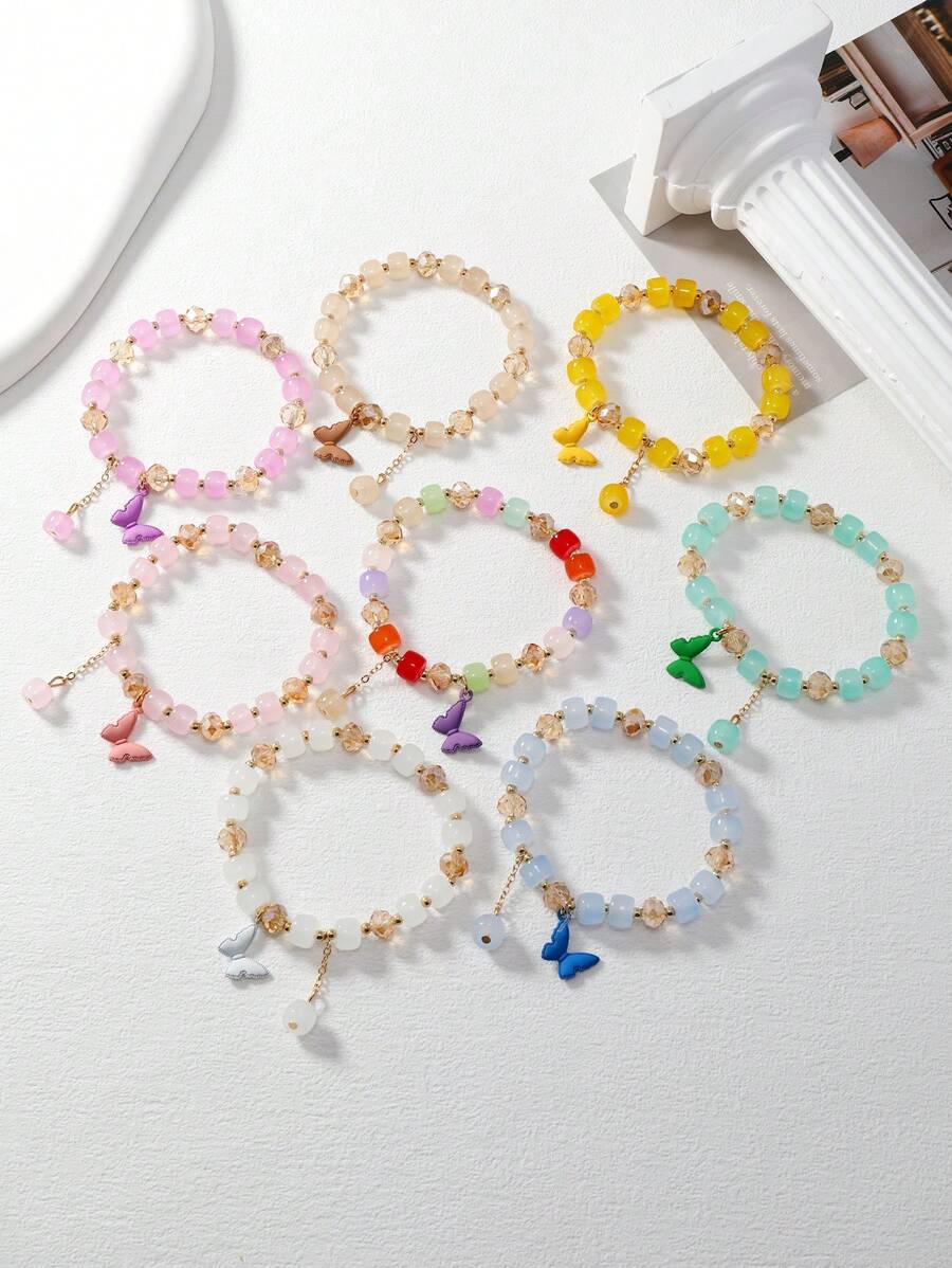 Pulsera con cuenta con accesorio de mariposa - Multicolor - Ver 1