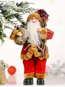 1pc Standing Santa Claus Doll With Backpack, Christmas Table Decor - Multicolor - View 1