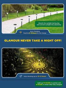 2 件装/4 件装超亮太阳能灯户外防水，2023 年新款暖白色 LED 太阳能景观灯，适用于庭院围栏，户外太阳能灯，适用于室外花园庭院装饰，黄昏到黎明长达 12 小时太阳能户外通道花园灯自动开/关，LED 景观照明装饰，适用于走道露台庭院节日装饰 - 黃色 - 查看 5