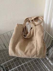 實心大容量女士手提包 - 米色 - 查看 6