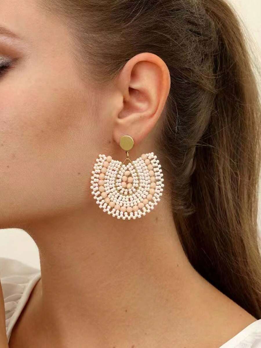 1 đôi bông tai đính cườm thủ công thanh lịch theo phong cách Bohemian - Nhiều màu - Xem 1