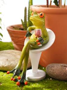 1個彩色樹脂材質的現代創意青蛙坐椅酒瓶架雕塑,適用於家庭、園藝裝飾 - 彩色 - 查看 8