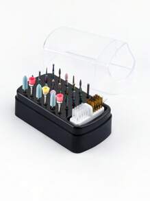 2 In 1 Nail Drill And Polish Head Organizer &1Pc Dustproof Makeup Organizer & Portable Nail Drill Organizer With Cleaning Brush & 30 Hole Nail Polish Head Organizer & Nail Tool Organizer,Nail Supplies,Nail Tools,Nail Art Tools,Back To School,Nails,Nail Tools For Press On Nails - Black - View 2