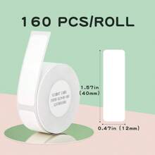 1 Roll White 12*40mm Thermal Adhesive Label Paper Compatible With Niimbot D110 D11 D101 - White - View 2