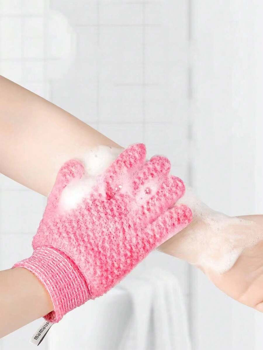 1入組加厚沐浴手套帶5手指,洗澡人工製品去角質擦洗泥擦後,家庭使用