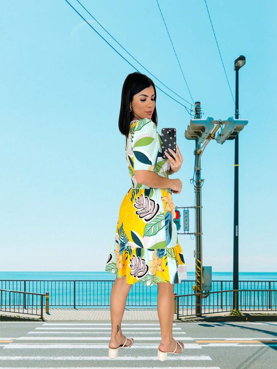 Women Dresses - 黃色 - 查看 1