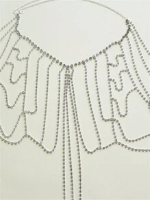 1pc Fashionable Rhinestone Body Chain Beach Bikini Accessory For Women - Silver - View 7