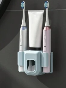 1pc Automatic Toothpaste Dispenser & Toothbrush Holder Wall Mounted Bathroom Kitchen Tool (Random Color) Home Bathroom Decor Fall Decor Back To School - Multicolor - View 7