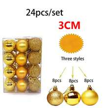 24 quả bóng trang trí Giáng sinh bằng vàng 3cm, Giáng sinh - Vàng - Xem 7