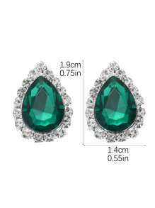 Retro Lágrima Cristal Strass Brinco Garanhão Para Mulheres 1 Par