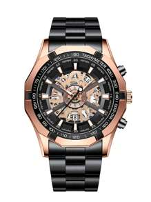 BINBOND Fashion Men's Skeleton Quartz Watch Stainless Steel Waterproof Top Brand Luxury Transparent Quartz Sports Men's Watch Punk Hip-Hop Band Style Skeleton Quartz Men's Watch - màu đen - Xem 4
