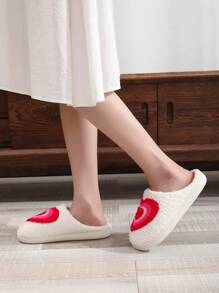 1 雙女式優雅漸變心形刺繡室內拖鞋,tpr 鞋底,厚防滑底,彩虹過渡色和粉色心形設計,適合秋冬家居生活,情人節禮物,柔軟毛巾面料 - 白色 - 查看 5