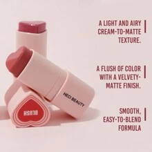 HECI BEAUTY HECI BEAUTY 3-In-1 Heart Shaped Cream Blush Stick, Lovely Colors Of Pink Rose Glow, Long-Lasting Makeup Blush Suitable For Lip, Eye & Cheek, 1pc, LOVE Holiday Gifts For Women And Girls, Y2K