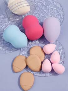RANCAI 12pcs Makeup Sponge Puff Set, Water-Activated Expanding Finger Sponge, Teardrop Shape, Jar Packed, Multiple Colors Available - Multicolor - View 5