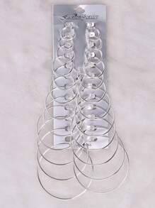 24 件/套簡約時尚耳環組合大圓圈&蝦扣耳環套裝通用耳環女士時尚顯瘦造型 - 銀色 - 查看 4