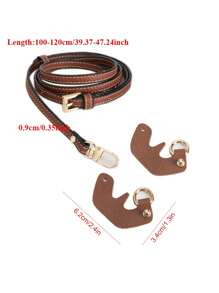 3入組迷你包提換配件，免打孔真皮單肩帶，轉換掛扣及肩帶，適用於單肩袋及斜背包 - 棕色 - 查看 2