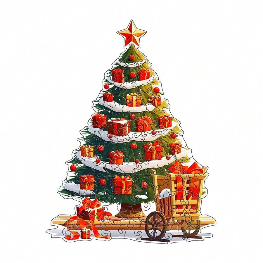 Hộp quà giải nén cho người lớn, Bộ xếp hình bằng gỗ hình cây thông Noel (Bí ngô, hình dạng bất đối xứng), Xếp hình, Quà tặng sinh nhật và Giáng sinh, Quà tặng cá nhân hóa độc đáo, Trò chơi tương tác gia đình có độ khó cao - Màu be - Xem 1