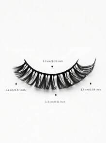1對19mm條紋睫毛,蓬鬆的貂毛睫毛3d假睫毛,捲翹假睫毛,戲劇性的亂糟糟的貂毛睫毛,優美長卷的眼妝套裝,可加長和增加眼尾,美麗的妝容化妝品 - 黑色 - 查看 3