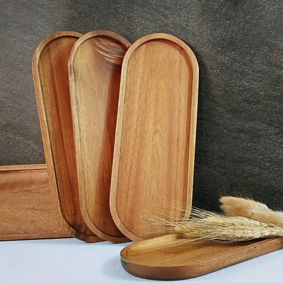 2 cái/bộ Dài Hình chữ nhật Cây tre Cái mâm , Bữa sáng Cái mâm , Hình bầu dục Cái mâm , Cổ điển Cây keo Cây tre Cái mâm , Đa chức năng Khay ăn nhẹ , Bánh Cái mâm , Bánh mỳ Cái mâm - Màu be - Xem 1