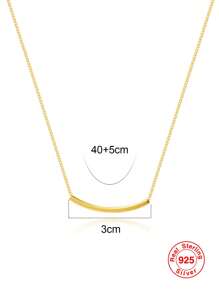 1 件純 925 純銀鍍金方管形項鍊女式,時尚多功能珠寶禮物 - 金色 - 查看 5